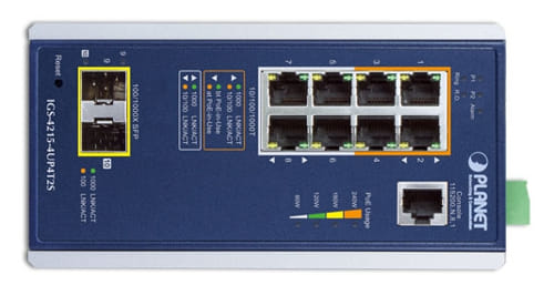 IGS-4215-4UP4T2S Switch PoE+ Gigabit gestionado L2/L4 para carril DIN en industria pesada