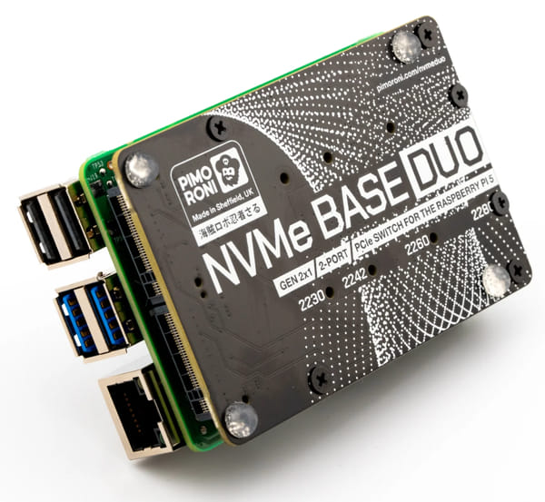 Solución de almacenamiento NVMe Base Duo para Raspberry Pi 5