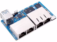 Router RISC-V Orange Pi R2S con cuatro puertos Ethernet